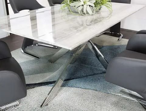 Aldo 7pc Set Dining Room in Marble Glass Top